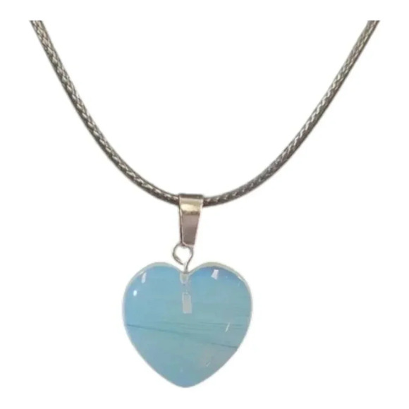 Opalite Heart Earring and Necklace Set - Picture 3 of 8